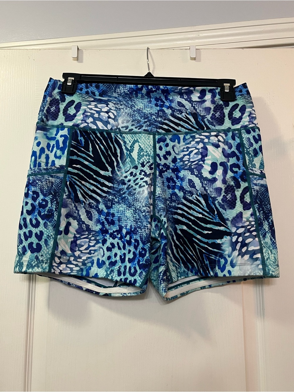 Constantly Varied Gear Blue Cheetah/Zebra Multi-Print Athletic Shorts
